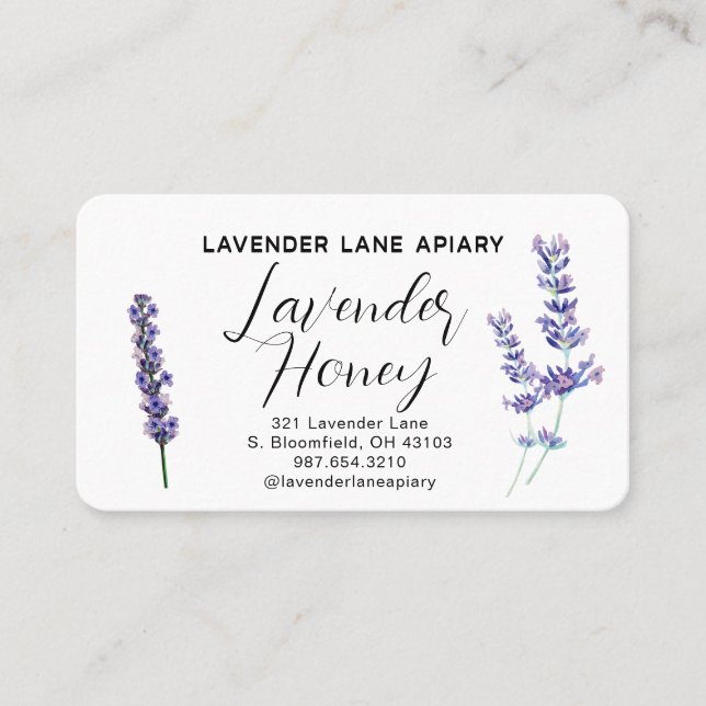 Lavendel Honey Apiary Beekeeper Business Card Visitenkarte (Vorderseite)