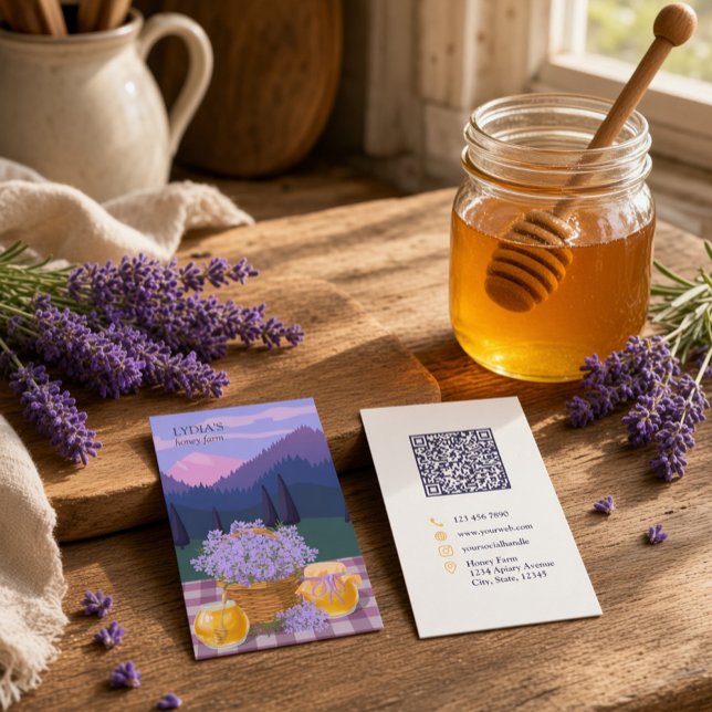 Lavendel-Honigfarm Floral Mountain QR-Code Visitenkarte (Von Creator hochgeladen)
