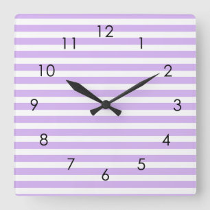 Lavendel Horizontal Streifen Pastell Streifen Lila Quadratische Wanduhr