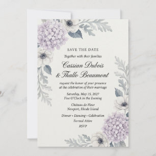 Lavendel-Hortensie & Anemone Botanische Eleganz Einladung