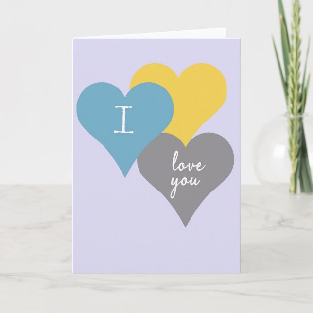 Lavendel Ich liebe Dich Herz Karte (Vorderseite)