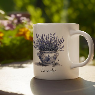 Lavendel in Delft Blau, anpassbar  Kaffeetasse
