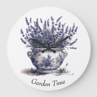 Lavendel in Delft Blau Große Wanduhr