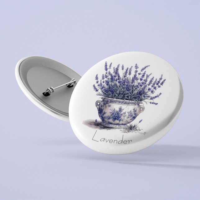 Lavendel in Delft Blue, benutzerdefinierbar Button (Von Creator hochgeladen)