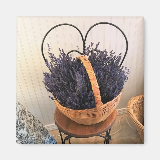Lavendel in einem Korb Magnet (Vorne)