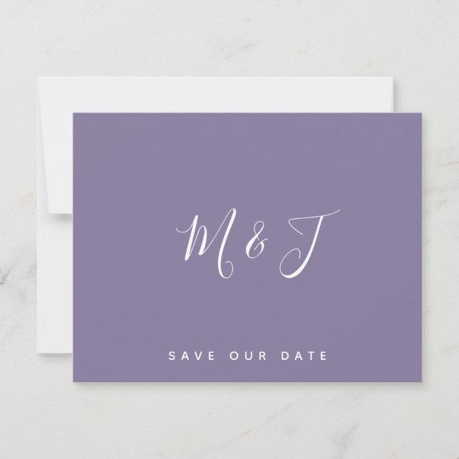 Lavendel-Initialen Hochzeit Save the Date (Vorderseite)