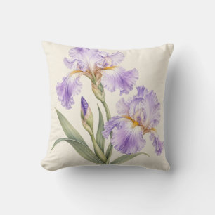 Lavendel-Iris-Cream-Botanical-Wasserfarbe Kissen
