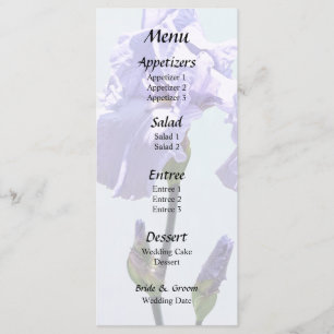 Lavendel Iris und Knospen Menükarte