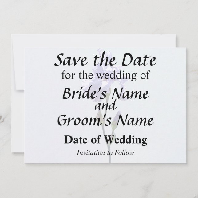 Lavendel-Iris und Knospen Save The Date (Vorderseite)