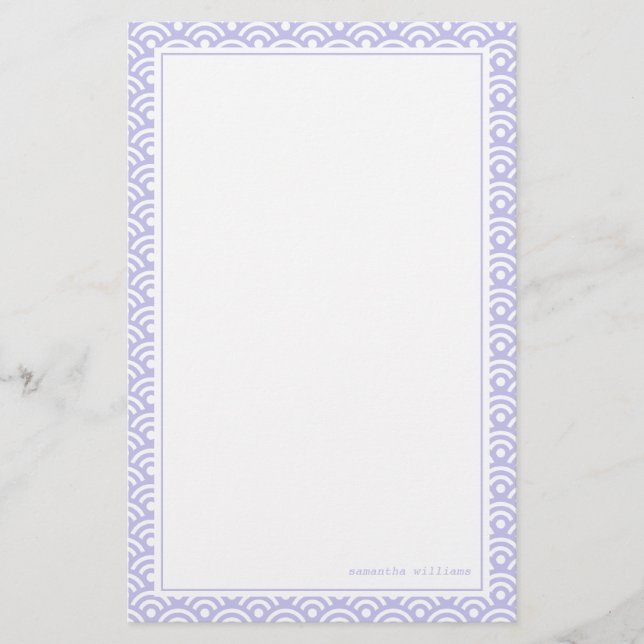 Lavendel-Japaner Seigaiha Muster Briefpapier (Vorderseite)