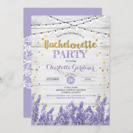 Lavendel Junggeselinnen-Abschied Einladung rustika