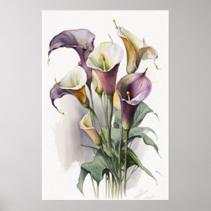 Lavendel-Kalla-Lilien-Lilien-Blumen-Kunst-Druck Po Poster
