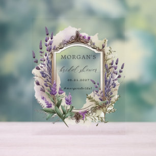 Lavendel-Königliche Florale Hochzeitsparty Acrylschild