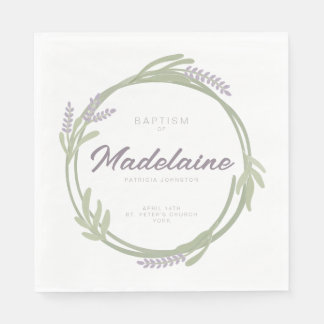 Lavendel-Kranz-Design für die Taufe - Papiertischd Serviette