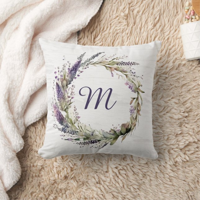 Lavendel-Kranz mit Monogramm  Kissen (Decke)