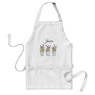 Lavendel-Kräuter Töpfe Lila Blumen Aquarell  Schürze