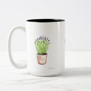Lavendel Kräutertopf Pflanze rustikal lila Zweifarbige Tasse