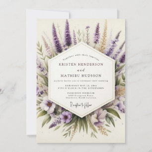 Lavendel-Künstlerische Wildblumenhochzeit Einladung