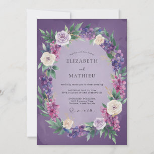 Lavendel-Künstlerkranz-Hochzeit Einladung