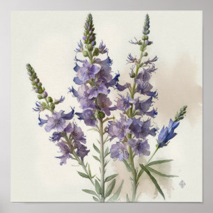 Lavendel Larkspur Blume Art Print Poster