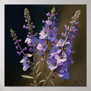 Lavendel Larkspur Blume Art Print Poster