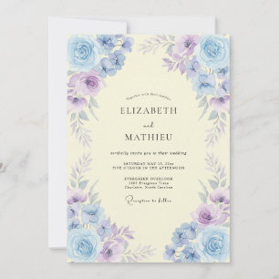 Lavendel-Licht-Wasserfarben-Hochzeit im Frühling Einladung