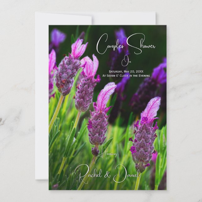 Lavendel, Liebe & Hingabe, Hochzeitsdusche Einladung (Vorderseite)