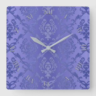Lavendel-lila antike Vintage Damast-Wand-Uhr Quadratische Wanduhr