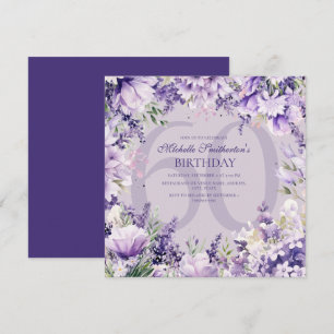 Lavendel-Lila-Aquarell-Blumen-Geburtstag Einladung