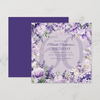 Lavendel-Lila-Aquarell-Blumen-Geburtstag Einladung