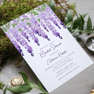 Lavendel-Lila-Aquarell-Wisteria-Brautparty Einladung