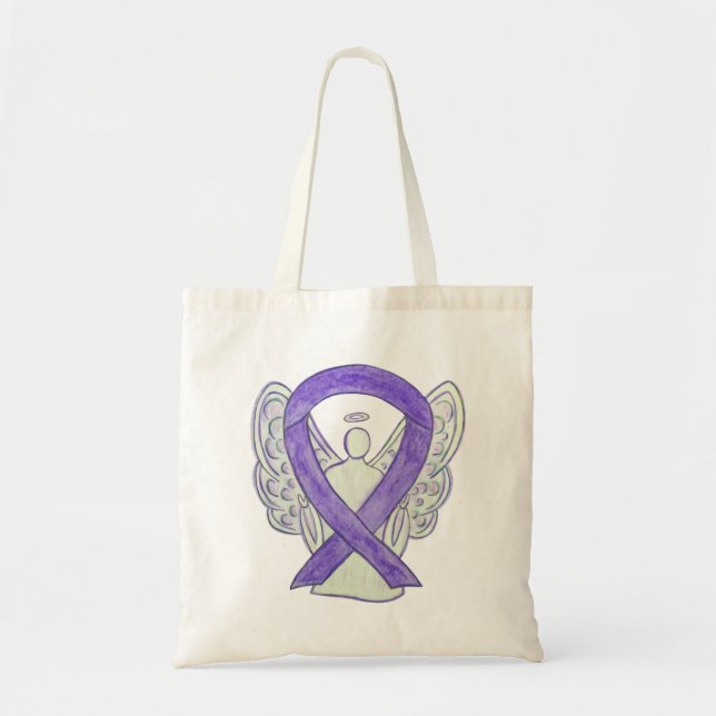 Lavendel Lila Awareness Ribbon Custom Totbeutel Tragetasche (Vorne)