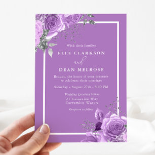 Lavendel Lila Bläserweiße Hochzeit Einladung
