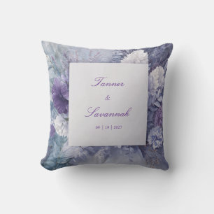 Lavendel Lila Blau Blumenfrost Monochrom Kissen
