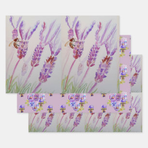 Lavendel Lila Blume Blumenmoor Geschenkpapier Set