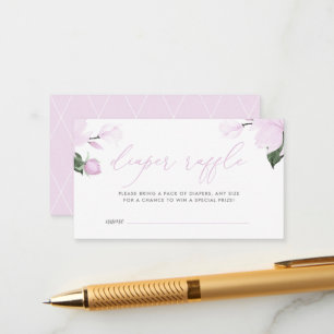 Lavendel-Lila-Blumen-Baby-Party-Windel-Verlosung Begleitkarte