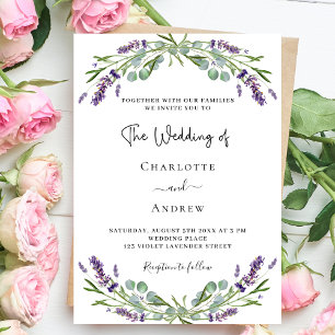Lavendel lila Blumen Grün Luxus-Hochzeit  Einladung