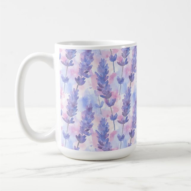 Lavendel Lila Blumenästhetische Cotattacore Kaffeetasse (Links)