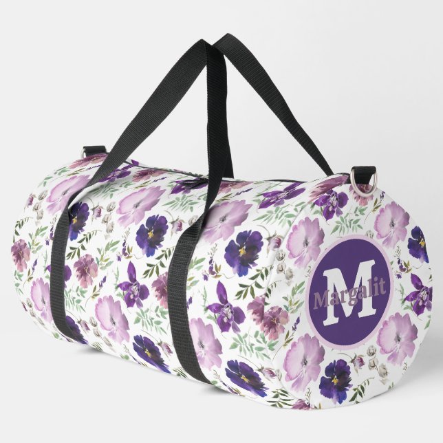 Lavendel Lila Blumenorchideen Duffle Bag (Linke Ecke)