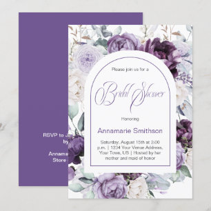 Lavendel, Lila Brautparty der White Peonies   Einladung