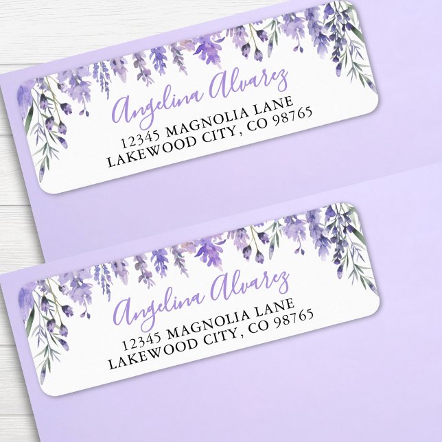 Lavendel Lila Brautparty Rücksendeadresse (Lavender Purple Bridal Shower label )