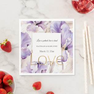 Lavendel Lila Creme Iris Blumen Liebe Hochzeit Serviette