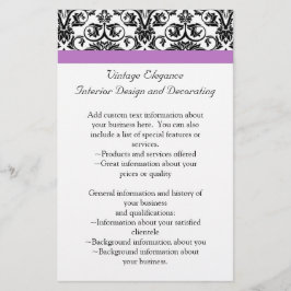 Lavendel Lila Damask Schwarz/Weiß Flyer