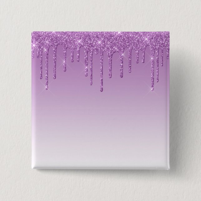Lavendel Lila Dripping Glitzer Button (Vorderseite)