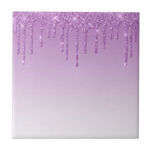 Lavendel Lila Dripping Glitzer Fliese