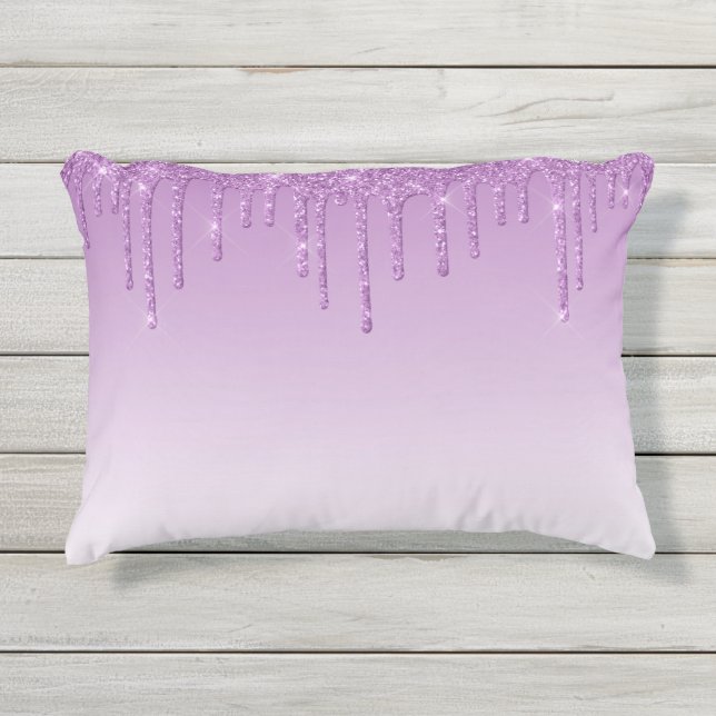 Lavendel Lila Dripping Glitzer Kissen Für Draußen (Vorderseite)