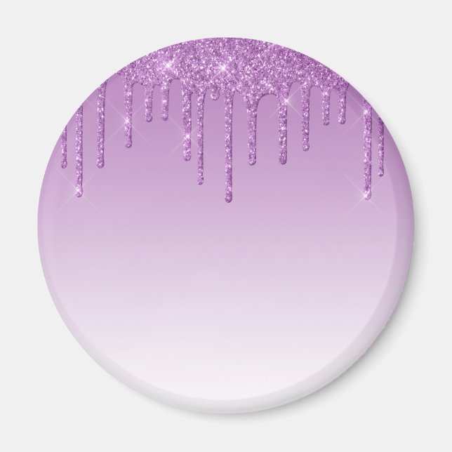 Lavendel Lila Dripping Glitzer Magnet (Vorne)