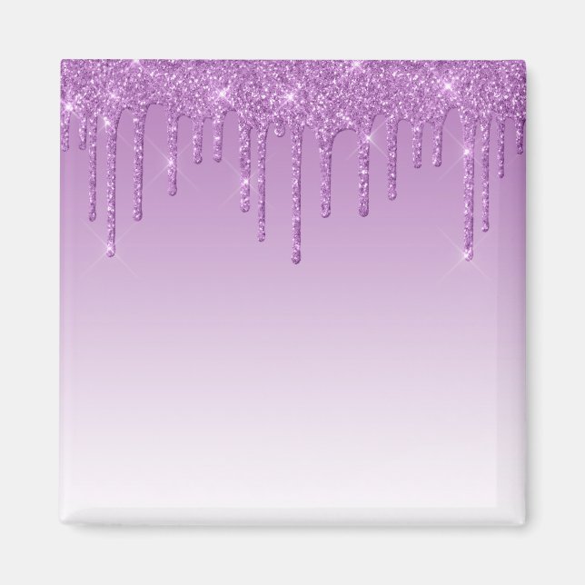 Lavendel Lila Dripping Glitzer Magnet (Vorne)