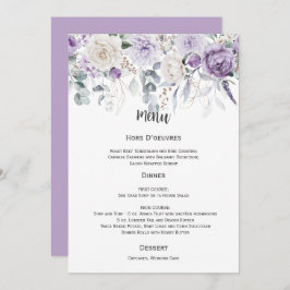 Lavendel, Lila, Elfenbein, Green Wedding Menu Einladung