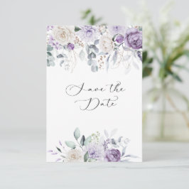 Lavendel, Lila, Elfenbein Hydrangeen-Blumenstrauß Save The Date